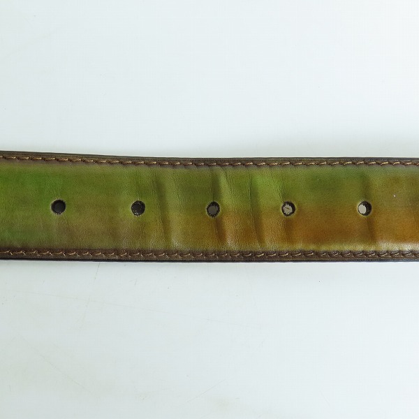 実際に弊社で買取させて頂いたBerlruti/ベルルッティ シンプルレザーベルト カーキ 85 34の画像 3枚目