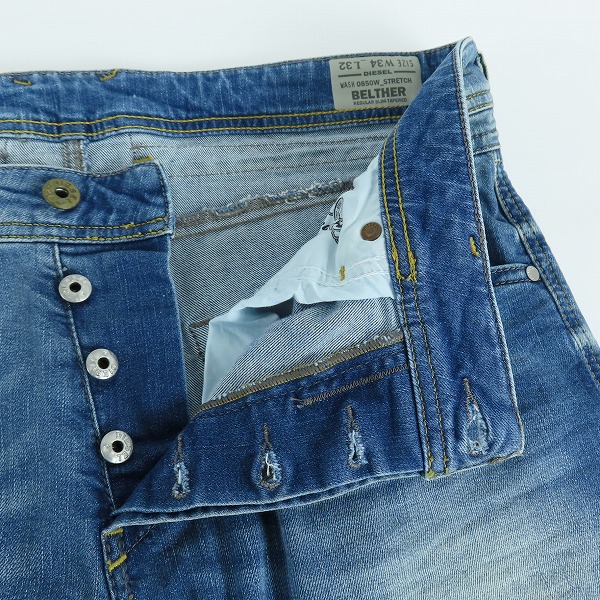 実際に弊社で買取させて頂いたDIESEL/ディーゼル BELTHER REGULAR SLIM-TAPERED/BELTHER 0850W STETCH デニムパンツ W34L32の画像 4枚目