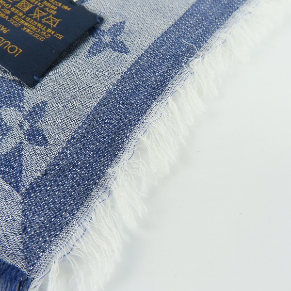 実際に弊社で買取させて頂いた【JPタグ】LOUIS VUITTON/ルイ・ヴィトン モノグラム ショール ウール/カシミヤ混 シルクストール/マフラーの画像 5枚目