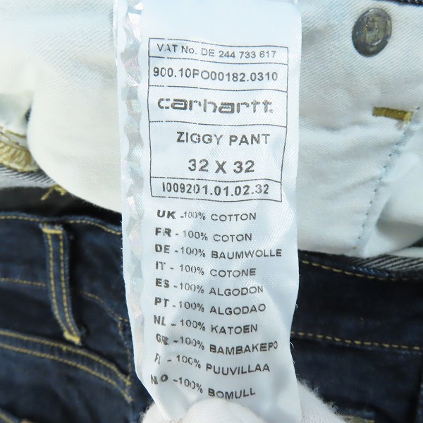 実際に弊社で買取させて頂いたCarhartt/カーハート Ziggy Pant デニムパンツ W32L32の画像 2枚目