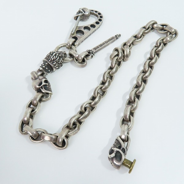 実際に弊社で買取させて頂いたBWL/BILL WALL LEATHER/ビルウォールレザー ビンテージスカル&ライオン シルバーウォレットチェーンの画像 9枚目