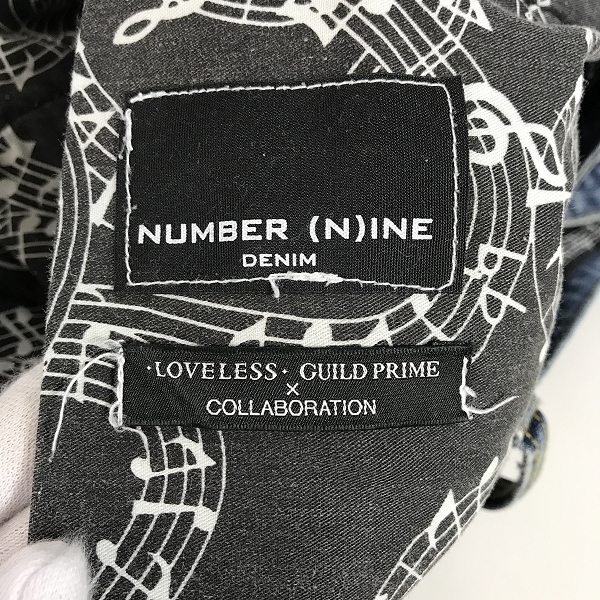 実際に弊社で買取させて頂いたNUMBER(N)INE/ナンバーナイン ギルドプライム×ラブレス 別注 ダメージ/ペイント加工 デニムパンツ/M の画像 3枚目