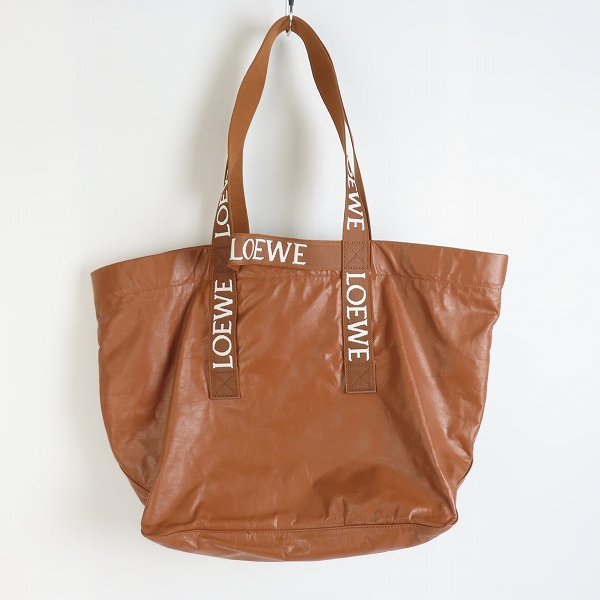 実際に弊社で買取させて頂いたLOEWE/ロエベ フォールドショッパー ロゴ入り ダブルハンドル ペーパー カーフ/レザー トート バッグの画像 1枚目
