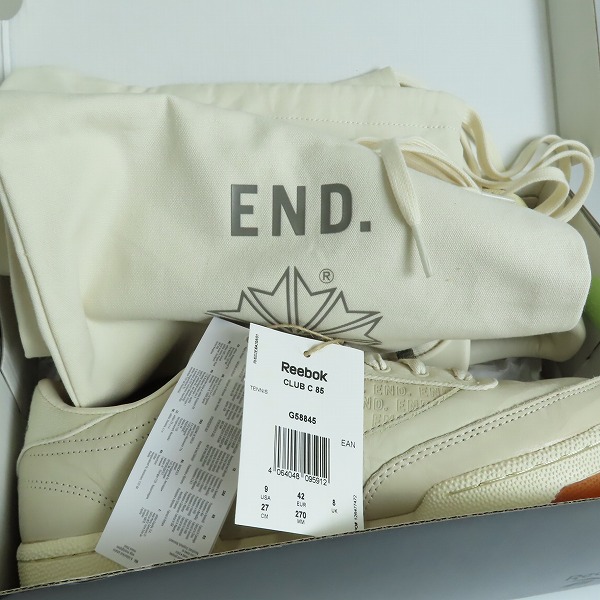 実際に弊社で買取させて頂いたEND. × Reebok/エンド × リーボック Club C 85 ClassicクラブC 85 サンドトラップ/クリフストーン G58845/27の画像 8枚目