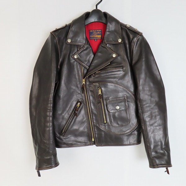 実際に弊社で買取させて頂いたTHE FLAT HEAD/フラットヘッド 馬革/ホースハイド Dポケット ダブルライダースジャケット/36