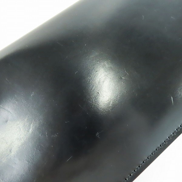 実際に弊社で買取させて頂いたGANZO/ガンゾ SHELL CORDOVAN 2/シェルコードバン2 ファスナー小銭入れ付き長財布 ブラックの画像 7枚目