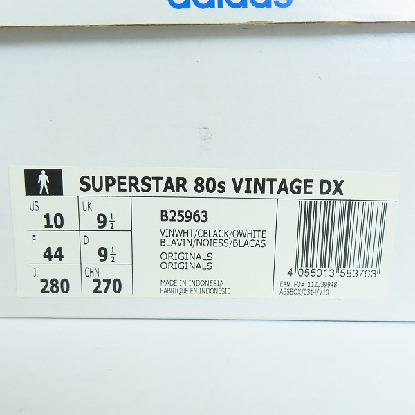 実際に弊社で買取させて頂いたadidas/アディダス SUPERSTAR 80S VINTAGE DX/スーパースター 80’s ビンテージ B25963 28の画像 9枚目