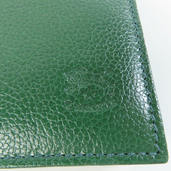 実際に弊社で買取させて頂いたIL BISONTE/イルビゾンテ レザー グリーン 二つ折り財布/ウォレットの画像 5枚目