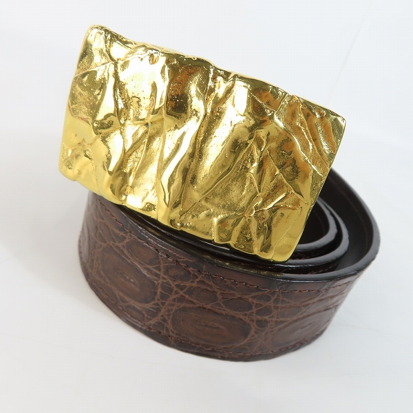 実際に弊社で買取させて頂いたTOMFORD/トムフォード スクエア ゴールド バックル クロコダイル レザーベルト 90/36