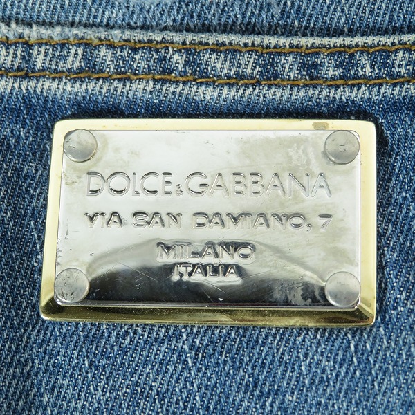 実際に弊社で買取させて頂いたDOLCE&GABBANA/ドルチェ&ガッバーナ デニムパンツ /クラッシュ加工 バックロゴプレート G4Y0TD G8D02/46の画像 2枚目