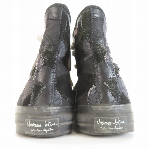 実際に弊社で買取させて頂いたNUMBER(N)INE/ナンバーナイン 2003/カート期 ハート涙パッチワークハイカットスニーカーの画像 1枚目