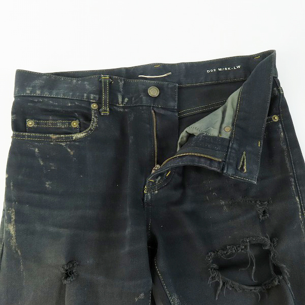 実際に弊社で買取させて頂いた【JPタグ】SAINT LAURENT PARIS/サンローランパリ ステインダメージ加工デストロイデニムパンツ  357814 Y879F/28の画像 2枚目