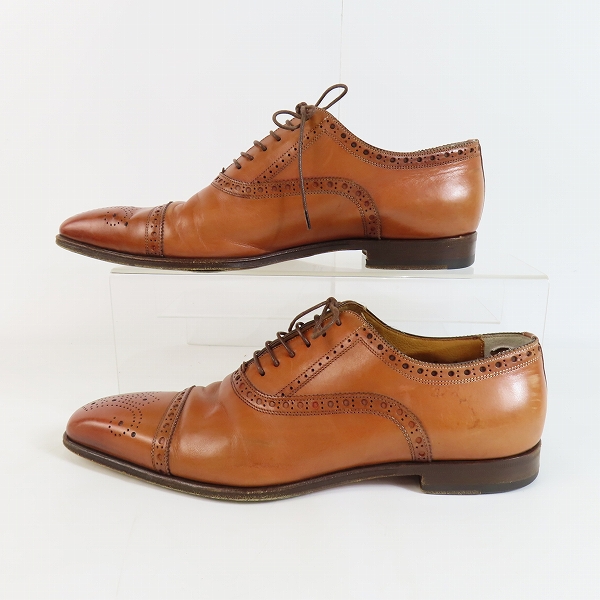実際に弊社で買取させて頂いたsantoni/サントーニ グッドイヤー ストレートチップ 茶 7313/7の画像 3枚目
