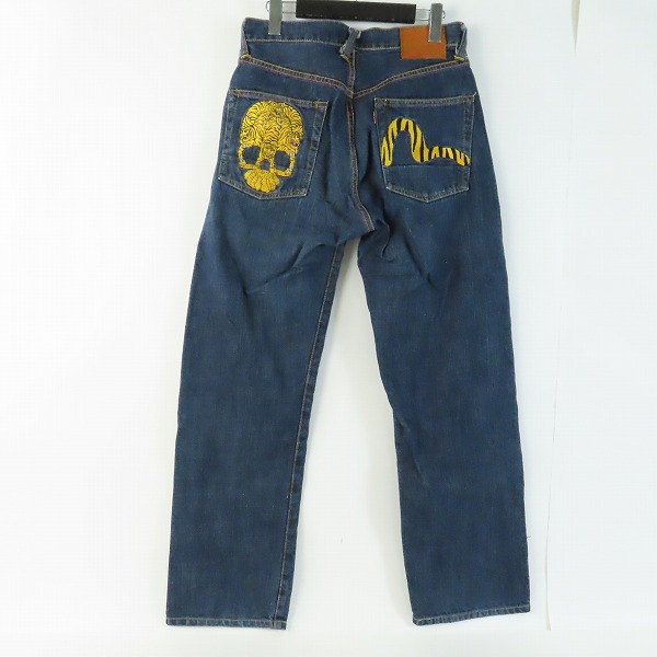 実際に弊社で買取させて頂いたEVISU/エヴィス 虎 スカル 刺繍 ボタンフライ デニムパンツ Lot.2001/31×35の画像 1枚目