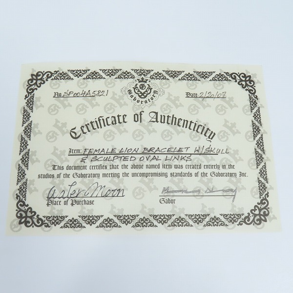 実際に弊社で買取させて頂いた【ギャラ付き】Gaboratory/ガボラトリー ガボール フィメールライオンヘッド/スカル/オーバル リンクブレスレットの画像 9枚目