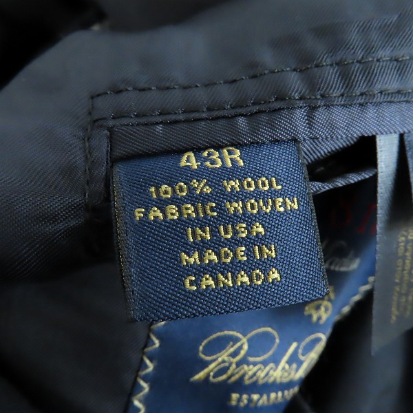 実際に弊社で買取させて頂いたBrooks Brothers/ブルックスブラザーズ テーラードジャケット/43Rの画像 4枚目