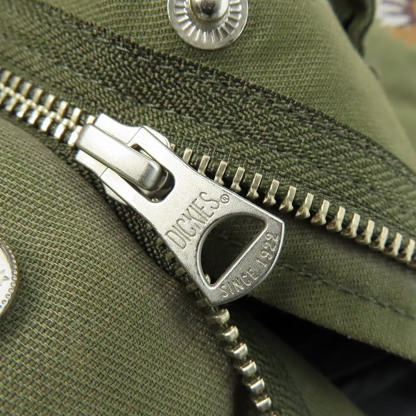 実際に弊社で買取させて頂いた【難あり】DICKIES/ディッキーズ M-65刺繍ジャケット キルトライナー付き/カーキ/143M10WD23/Lの画像 7枚目