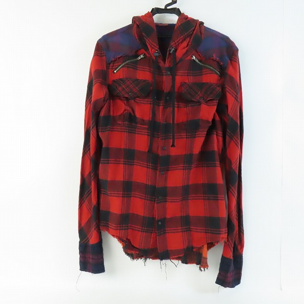 実際に弊社で買取させて頂いたL.G.B./ルグランブルー フーデッド チェック 長袖シャツ/パーカー Shirt-G/PK/M 026132/1