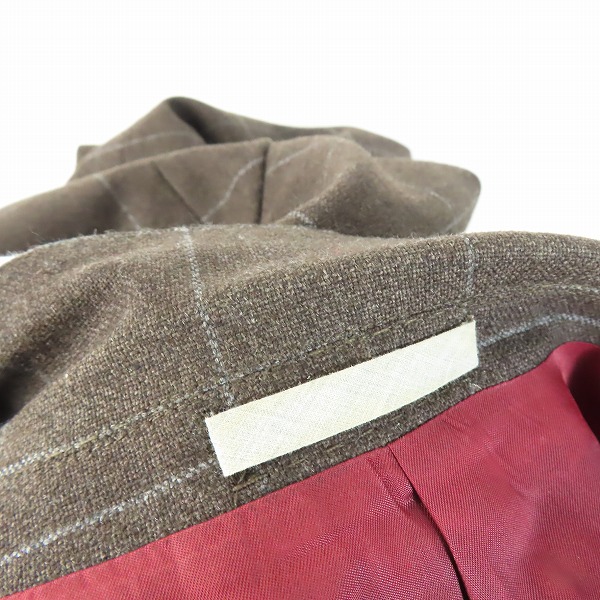実際に弊社で買取させて頂いたBrunello Cucinelli/ブルネロクチネリ チェック ダブル ジャケット ブラウン/52の画像 8枚目