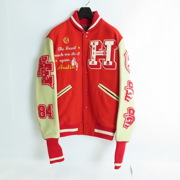 実際に弊社で買取させて頂いたHYSTERIC GLAMOUR/ヒステリックグラマー DEVIL刺繍 袖レザー スタジャン 02173AB03/M