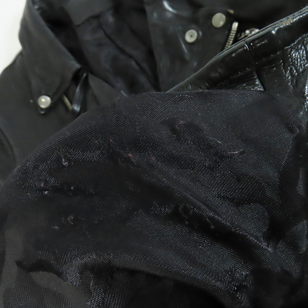 実際に弊社で買取させて頂いたBACKLASH/バックラッシュ/イサムカタヤマ 製品染めレザーダブルライダース R1606-03/Mの画像 6枚目