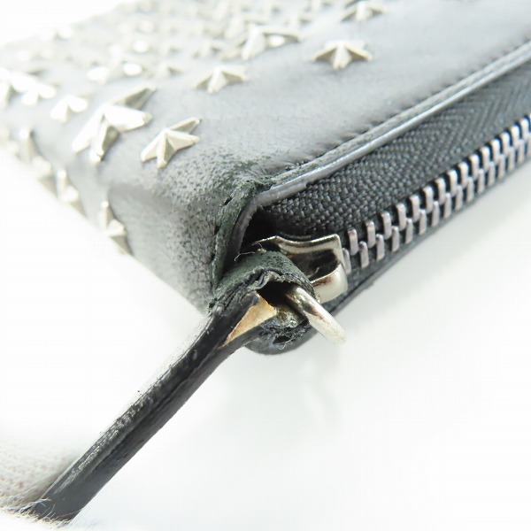 実際に弊社で買取させて頂いたJIMMY CHOO/ジミーチュウ CARNABY/カーナビー スタースタッズ ラウンドジップ ウォレットの画像 8枚目