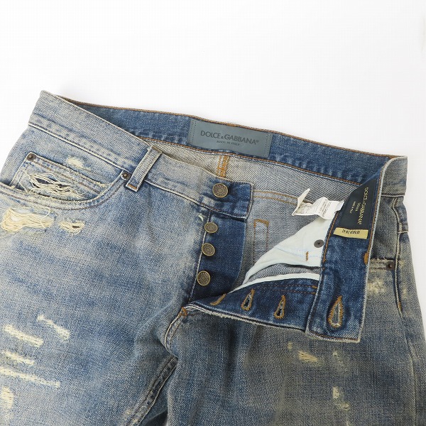 実際に弊社で買取させて頂いたDOLCE&GABBANA/ドルチェ＆ガッバーナ/ドルガバ クラッシュ ダメージ加工 デニムパンツ G6LBLD/48の画像 3枚目
