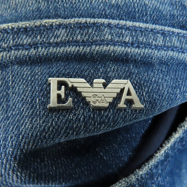 実際に弊社で買取させて頂いたEMPORIO ARMANI/エンポリオアルマーニ  ロゴプレート スリムフィット スキニーデニムパンツ/34の画像 7枚目