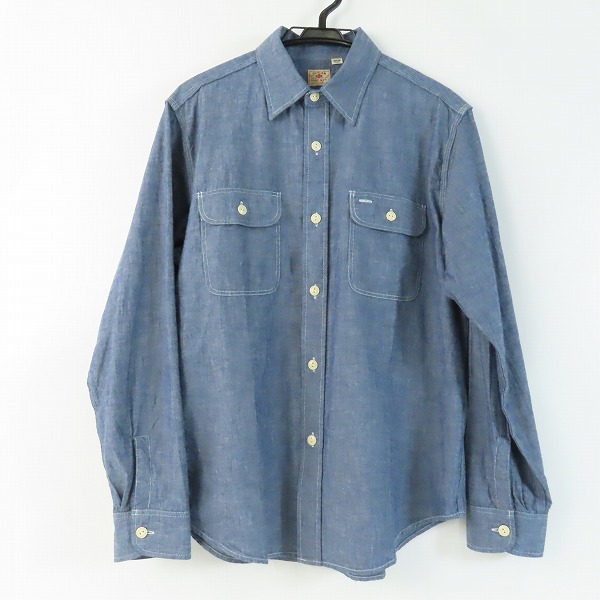 実際に弊社で買取させて頂いたSUGAR CANE/シュガーケーン ブルーシャンブレー ワークシャツ 長袖シャツ SC27850 M