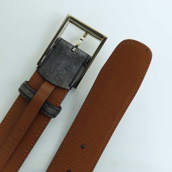 実際に弊社で買取させて頂いたberluti/ベルルッティ カリグラフィー レザーベルト 85 34の画像 2枚目