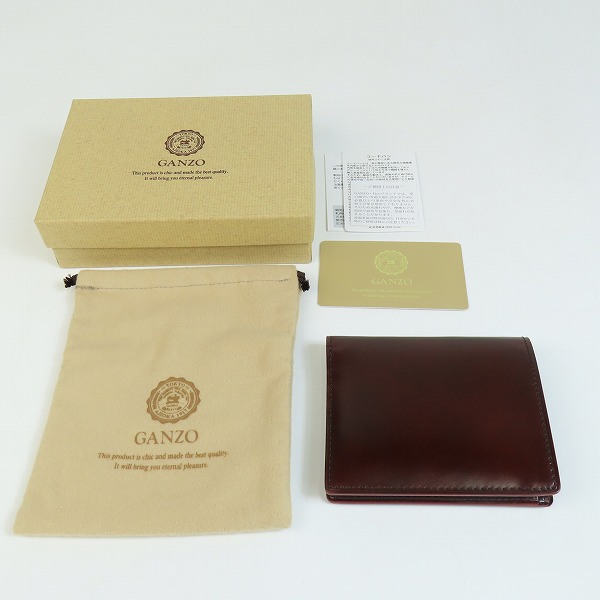 実際に弊社で買取させて頂いたGANZO/ガンゾ CORDOVAN/コードバン レザー 馬革 二つ折り 財布/ウォレット 57649/01099 50Aの画像 8枚目