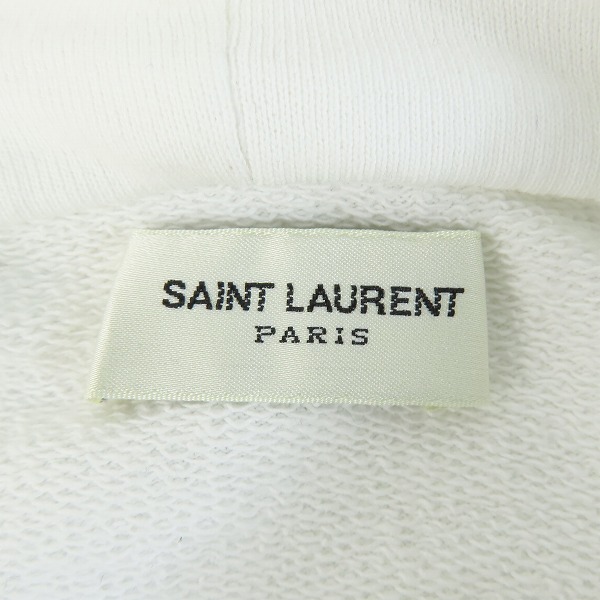実際に弊社で買取させて頂いた【JPタグ】SAINT LAURENT PARIS/サンローランパリ パーカー フーディ ロゴ ホワイト 464581 YB2PG/Mの画像 2枚目