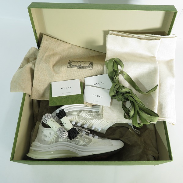 実際に弊社で買取させて頂いたGUCCI/グッチ GUCCI RUN テクニカルニット スニーカー ホワイト size 7の画像 9枚目
