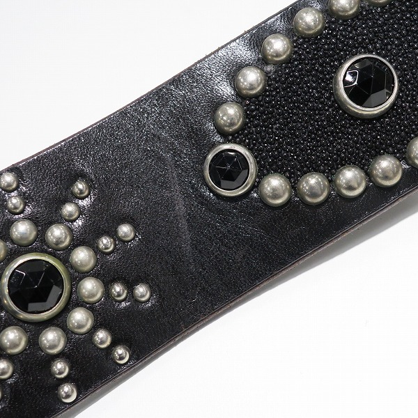 実際に弊社で買取させて頂いたHollywood Trading Company /HTC/エイチティーシー スタッズ スティングレイ レザー ベルト/34の画像 6枚目