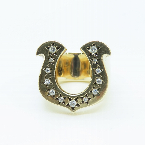 実際に弊社で買取させて頂いたTENDERLOIN/テンダーロイン 8K T-H.S RING GOLD/STONE ホースシューリング w/ダイヤ 12.5-13.5号の画像 1枚目