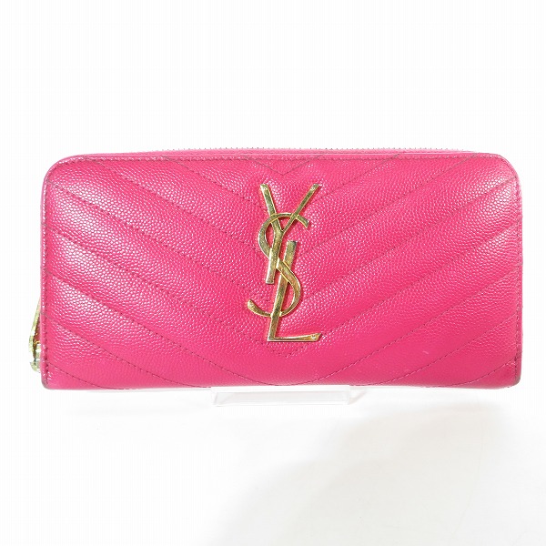 実際に弊社で買取させて頂いたSAINT LAURENT PARIS/サンローランパリ カサンドラロゴプレート ラウンドジップ ロングウォレット/長財布