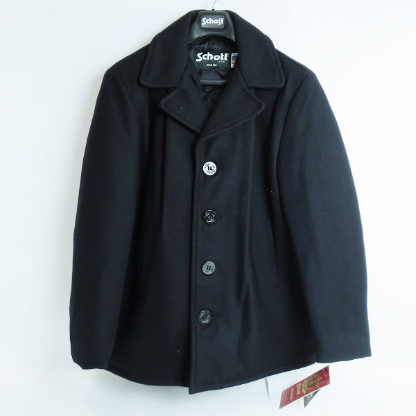 実際に弊社で買取させて頂いた【未使用】SCHOTT/ショット ウール シングルPコート/ピーコート 米国製 75624 NAV/40