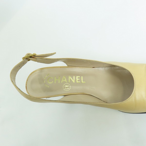 実際に弊社で買取させて頂いたCHANEL/シャネル レザーパンプス/ヒール/バイカラー/35.5の画像 4枚目