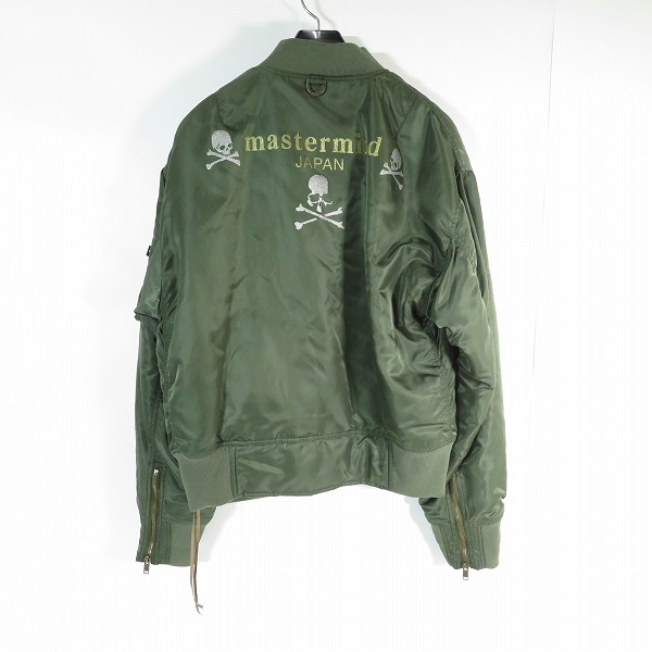 実際に弊社で買取させて頂いたmastermind/マスターマインド 裏地カシミア MA-1 フライト/ボンバージャケット MJ20E05-BL027/Mの画像 1枚目