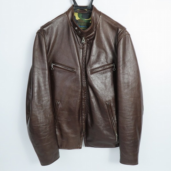 実際に弊社で買取させて頂いたA BATHING APE×Schott/アベイシングエイプ×ショット 12AW ステアハイド NYC ライダースジャケット 001HJ9831937/XL