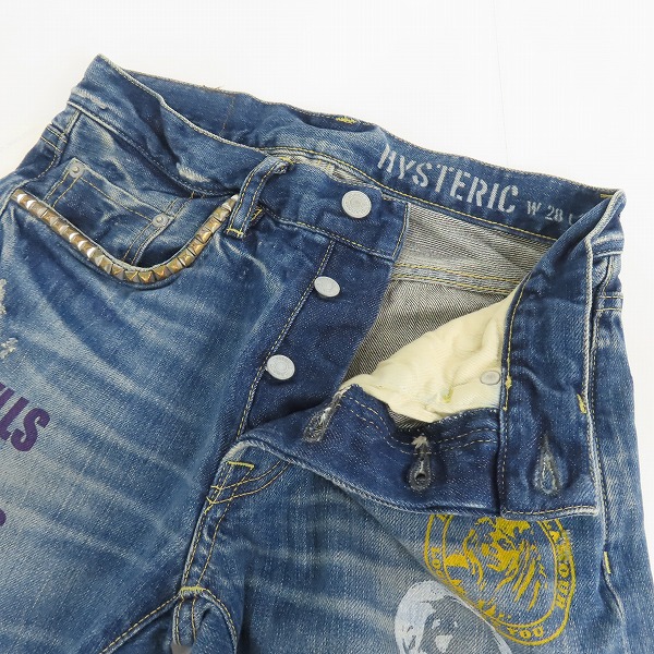 実際に弊社で買取させて頂いた【未使用】HYSTERIC GLAMOUR/ヒステリックグラマー SP加工 COLLAGE デニムパンツ ペイント加工 0263AP19 28の画像 2枚目