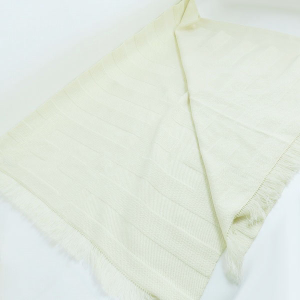 実際に弊社で買取させて頂いたHERMES/エルメス 大判マフラー フリンジ レザータグの画像 1枚目