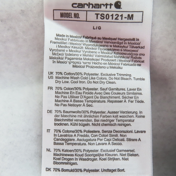 実際に弊社で買取させて頂いたCarhartt/カーハート スウェット プルオーバーパーカー TS0121-M/XLの画像 3枚目