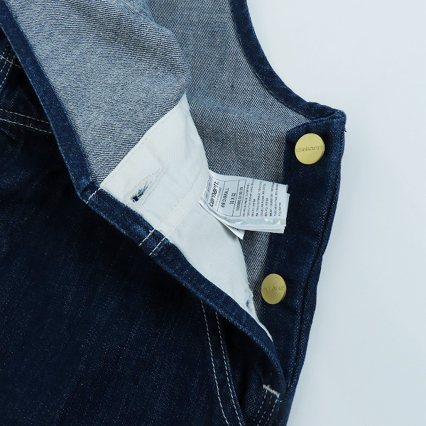 実際に弊社で買取させて頂いたCarhartt/カーハート Denim Bib Overall/デニムビブオーバーオール インディゴ/32×32の画像 7枚目