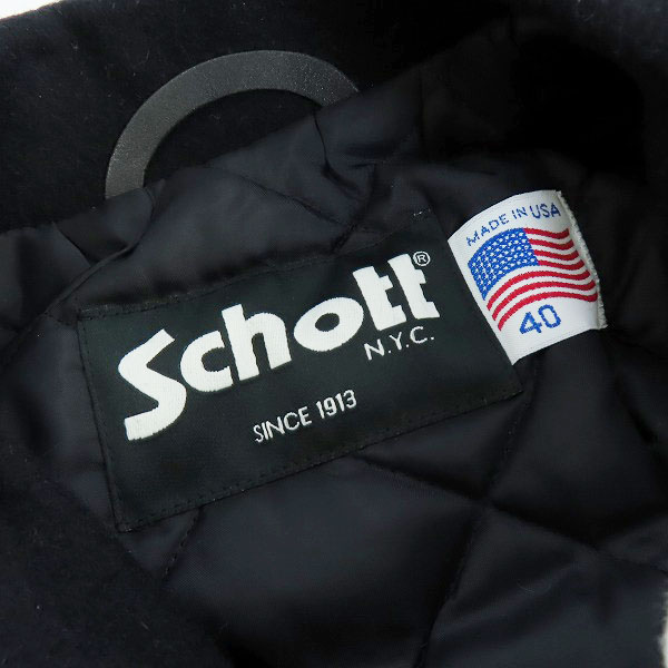 実際に弊社で買取させて頂いた【未使用】SCHOTT/ショット ウール シングルPコート/ピーコート 米国製 75624 NAV/40の画像 2枚目