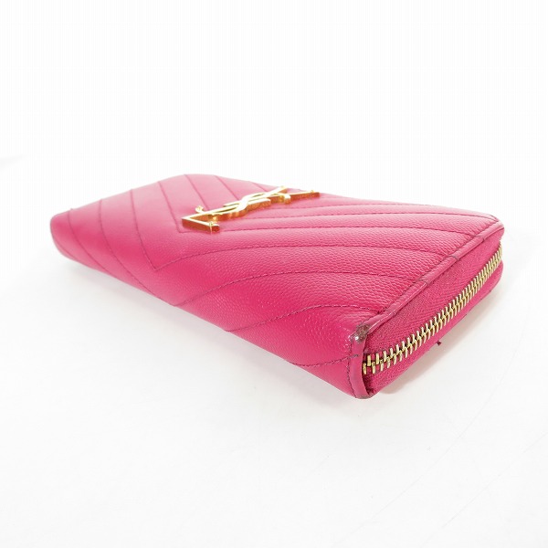 実際に弊社で買取させて頂いたSAINT LAURENT PARIS/サンローランパリ カサンドラロゴプレート ラウンドジップ ロングウォレット/長財布の画像 2枚目