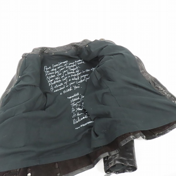 実際に弊社で買取させて頂いたISAMU KATAYAMA BACKLASH/バックラッシュ イタリアンショルダ シングルライダース ジャケット 1254-01/2(M)の画像 4枚目
