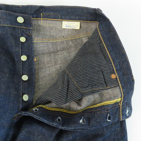 実際に弊社で買取させて頂いたSUGAR CANE/シュガーケーン デニムパンツ ジーンズ ボタンフライ シンチバック アメリカ製 38の画像 5枚目