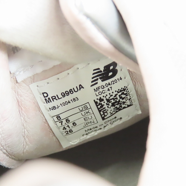 実際に弊社で買取させて頂いたNEW BALANCE×UNITED ARROWS/ニューバランス×ユナイテッドアローズ 25周年記念モデル 銀灰 MRL996UA/26.0の画像 5枚目