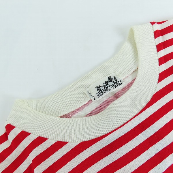 実際に弊社で買取させて頂いたHERMES/エルメス ボーダー柄半袖Tシャツ コットン マリンルック の画像 5枚目